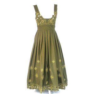 Trelise Cooper Bouquet Halter Dress Floral Green Embroidered Applique BNWT Sz 4